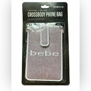 Bebe Glittering White and Pink Glittery Crossbody Phone Case/ Bag